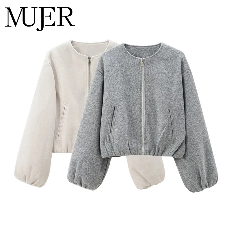 MUJER 2025 Fleece Bomber Jackets for Women Soft Zipper Woman's Sports Jacket Long Sleeve Cropped Jacket Women Coats Outerwears