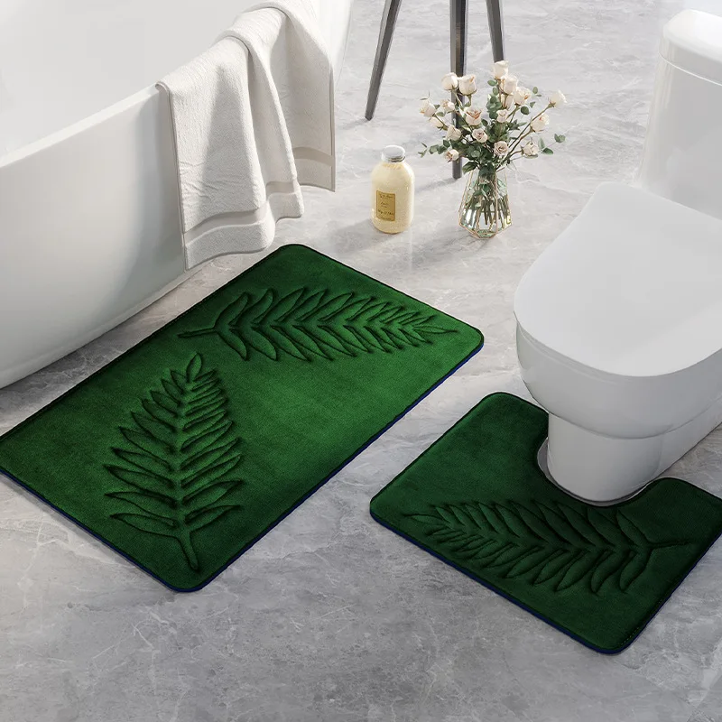 1/2PC Memory Cotton Toilet Floor U shape Mat Bathroom Absorbent Non-slip Rugs Washing Room Mats Kitchen Entry Carpet Door Mats