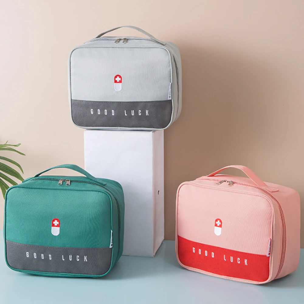 1pc Pink/Green/Grey Household Medical Emergency Kit Portable Large Capacity Portable Multifunctional Layered Storage Kit