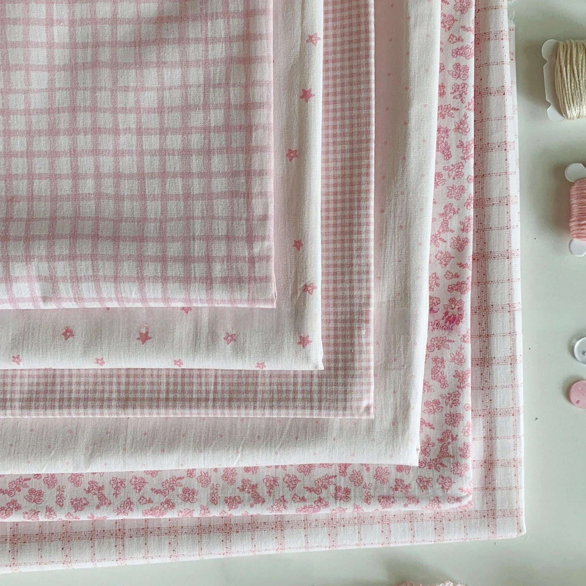 140x50cm 40S Cotton Digital Print Fabric Ins Style Floral Check DIY Cloth for Women Kids Home Wear Sewing Cloth