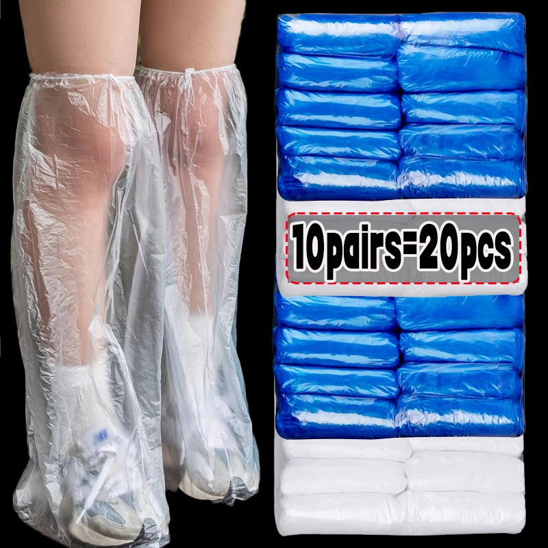 20pcs Disposable Rain Shoe Cover Waterproof Non-slip Plastic Outdoor Thickened Wear-resistant Isolation Foot Cover Rain Proof