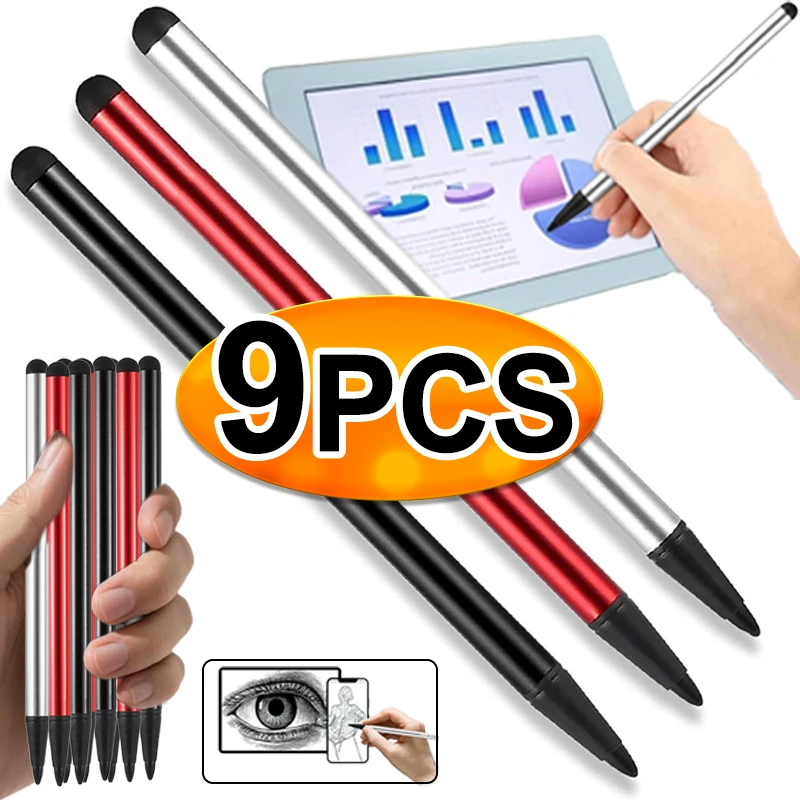 2 in 1 Universal Tablet Pen Phone Capacitive/Resistive Stylus Pen for IPhone Ipad Android All Touch Screens Rubber Stylus Pens