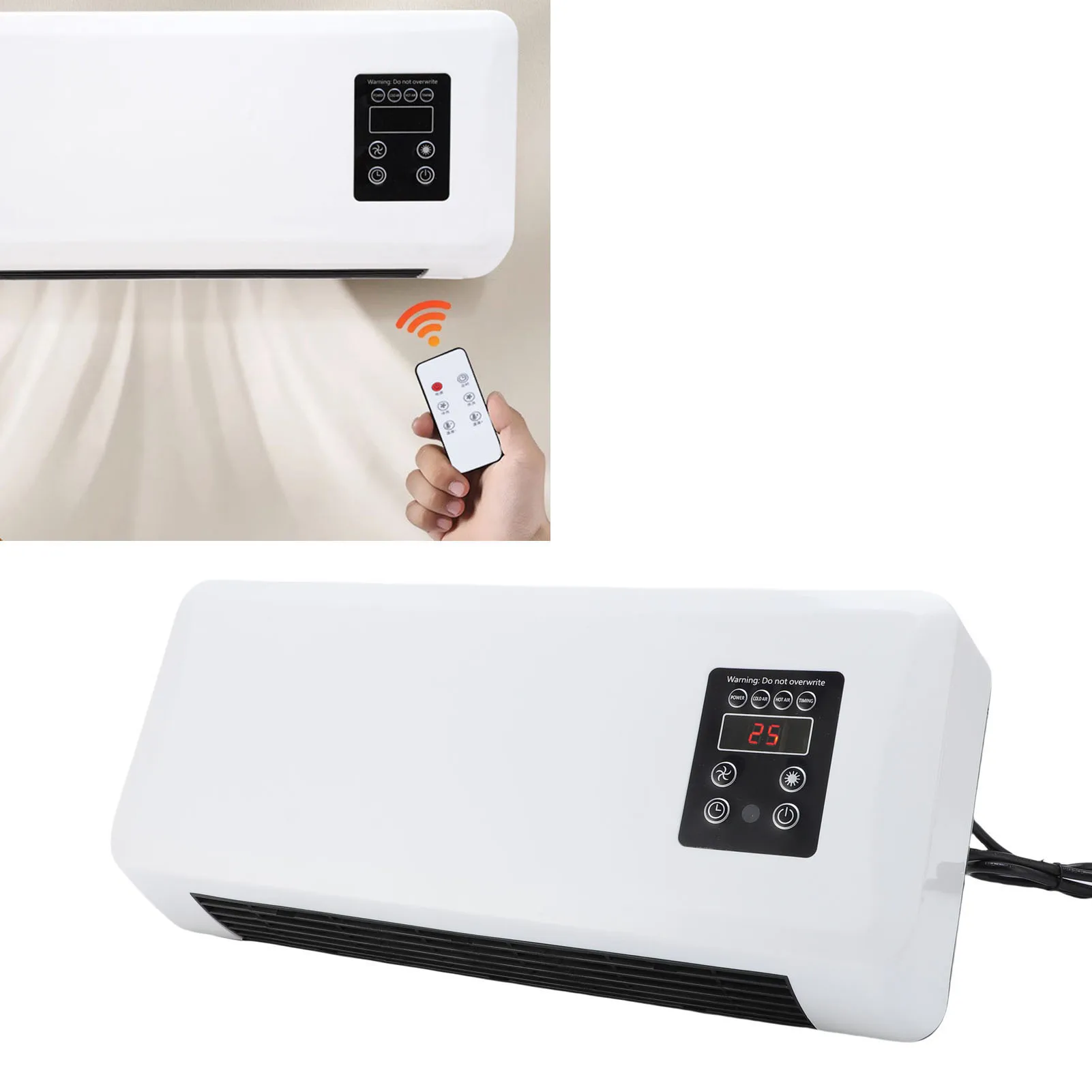 Wall Heater Cooler Low Noise Space Saving Portable Wall Mounted Air Conditioner Multifunctional Easy To Operate for Bathroom