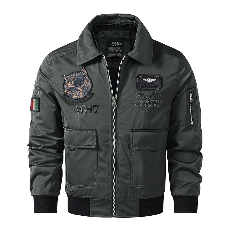 Military Air Force Flight Jacket Men's Tactical Bomber Jacket fur collar Army Combat Jacket Pockets Zipper Cargo jacket Men