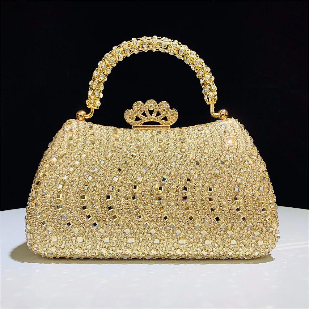 2025 Luxury Full Diamonds Evening Clutch Bag New Fashion Rhinestone Design High End Party Handbags Lady Trendy Shoulder Bag