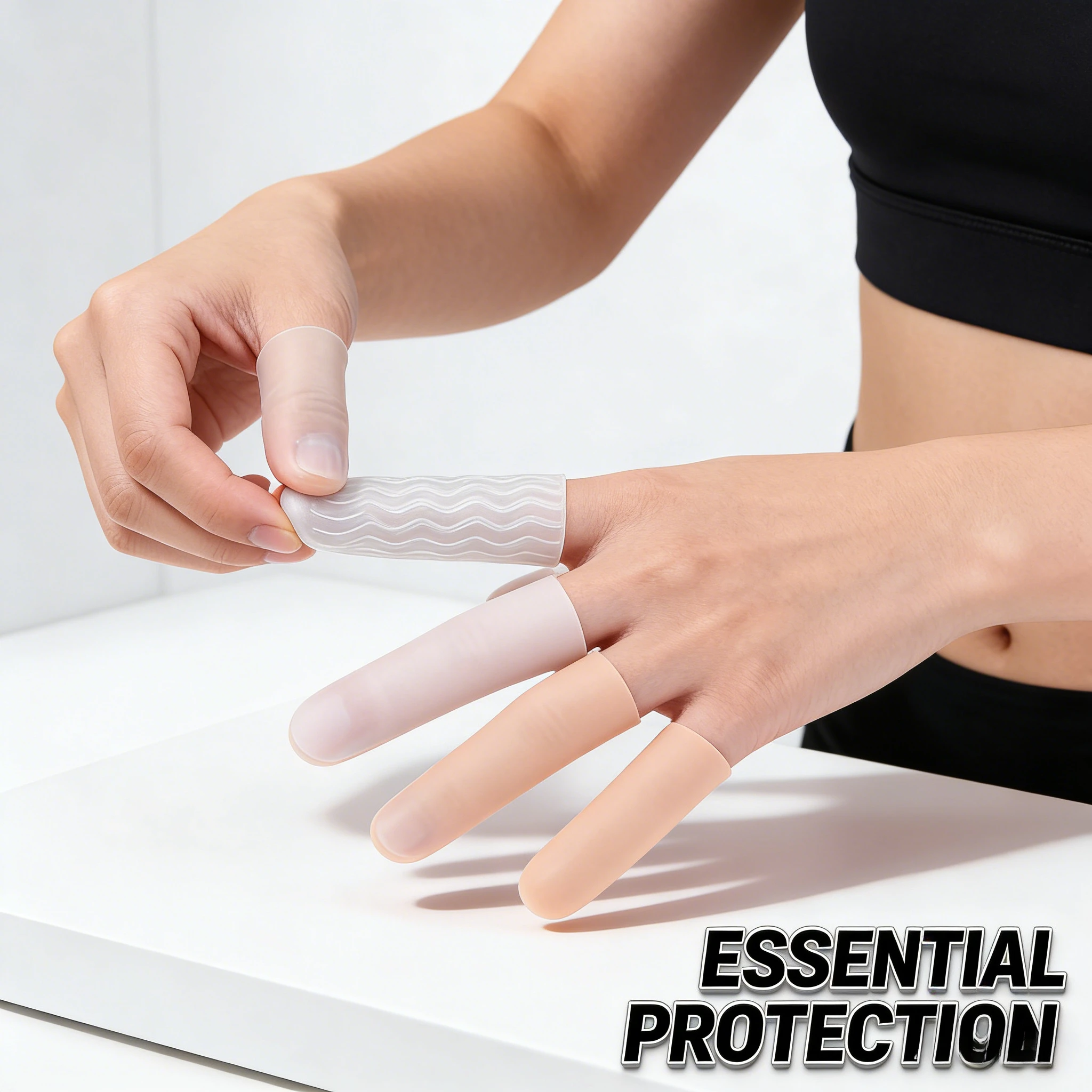 Soft Water Texture Silicone Finger Sleeves Unisex 5-Finger Universal Protective Anti-Wear Reusable Breathable Hand Guard