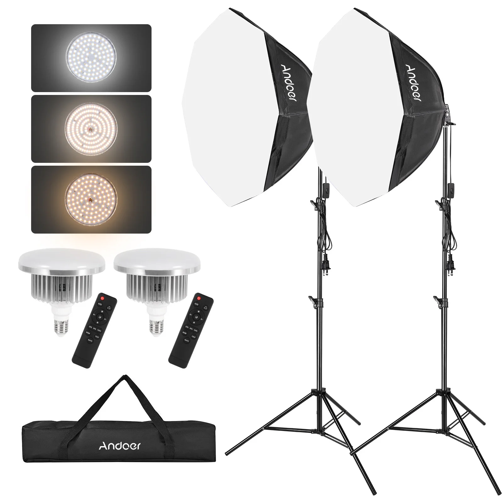 Studio Softbox Lighting Kit with 85W 2800K-5700K LED Light 2M Light Stand for Studio Photography Photo Video