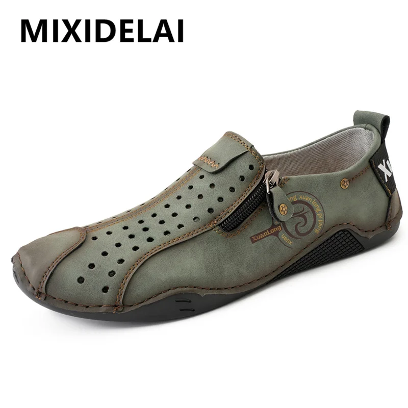 Men Casual Shoes Leather Outdoor Walking Shoes Fashion Male Leisure Vacation Soft Driving Shoes Sneakers Breathable Men's Shoes