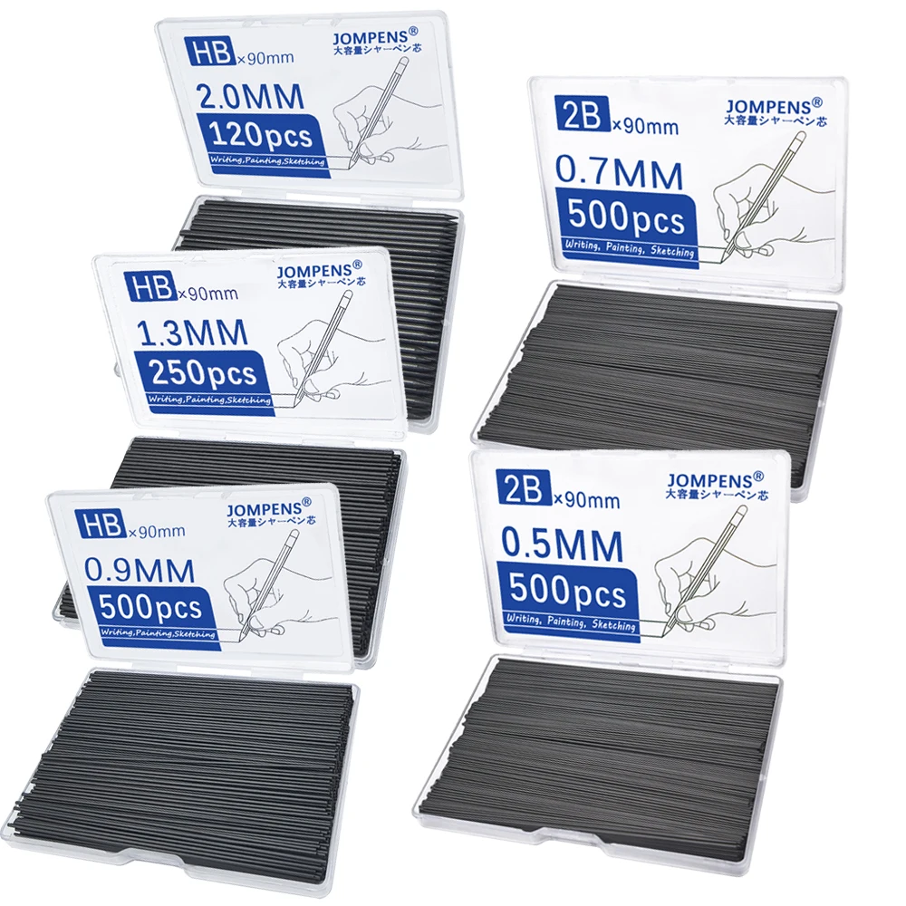 2B/HB 0.5 0.7 0.9 1.3 2.0mm Large Capacity Boxed Packaging Mechanical Pencil Lead for Drawing Writing Stationery Supplies