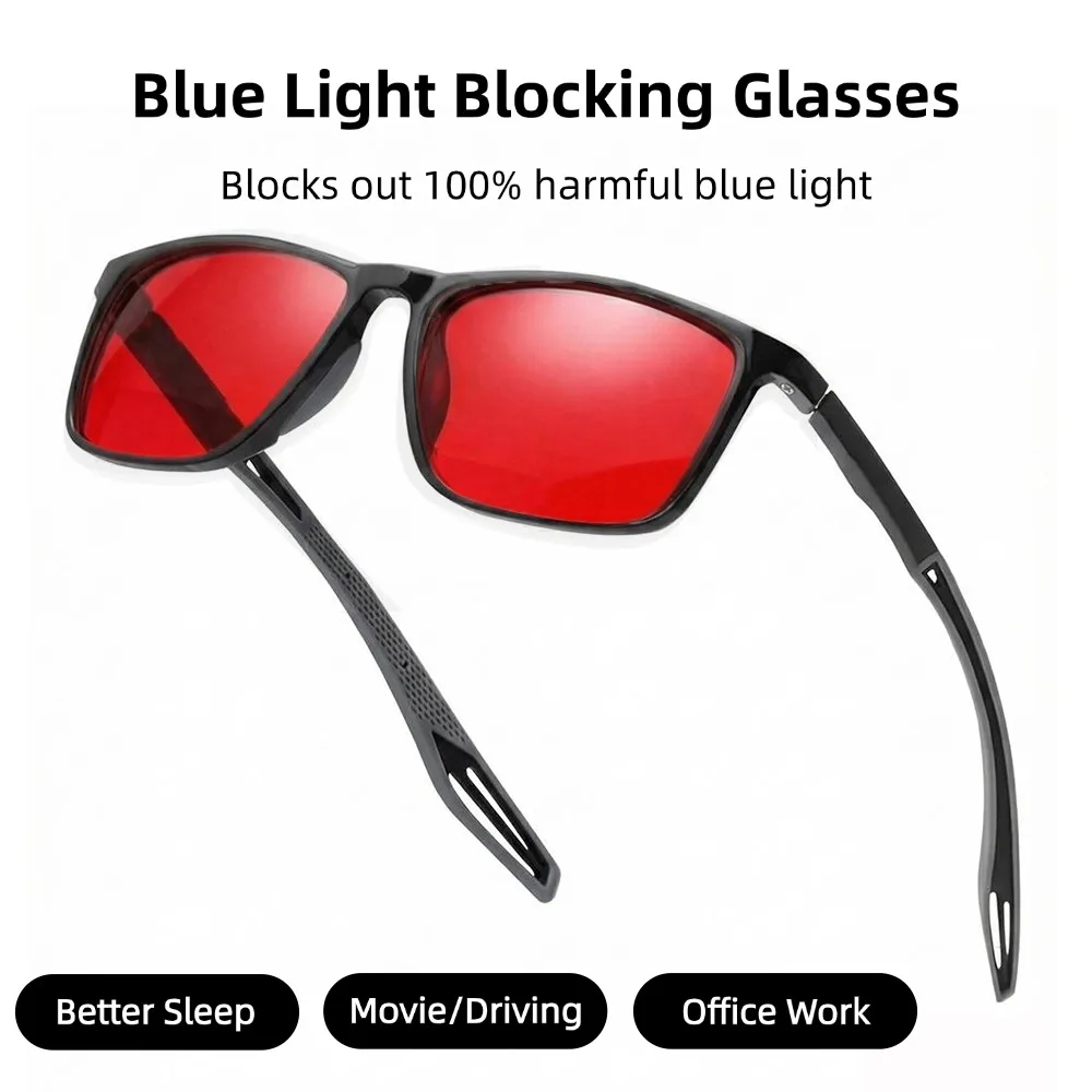 Blue Light Blocking Glasses Red Lenses Prevent Eye Fatigue Men Women TR90 Ligtht Glasses for Work and Driving Reduce Headaches