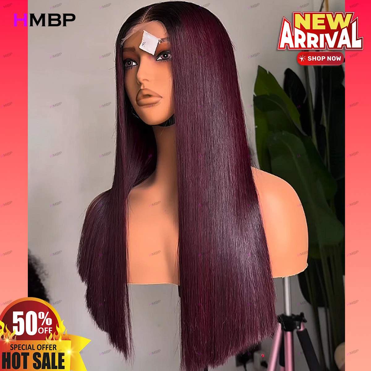 Straight 360/13x6 HD Glueless Lace Frontal Wig Human Hair Ready To Go 99J Colour Wigs Pre Plucked Hair For Women 30 32 Inch HMBP