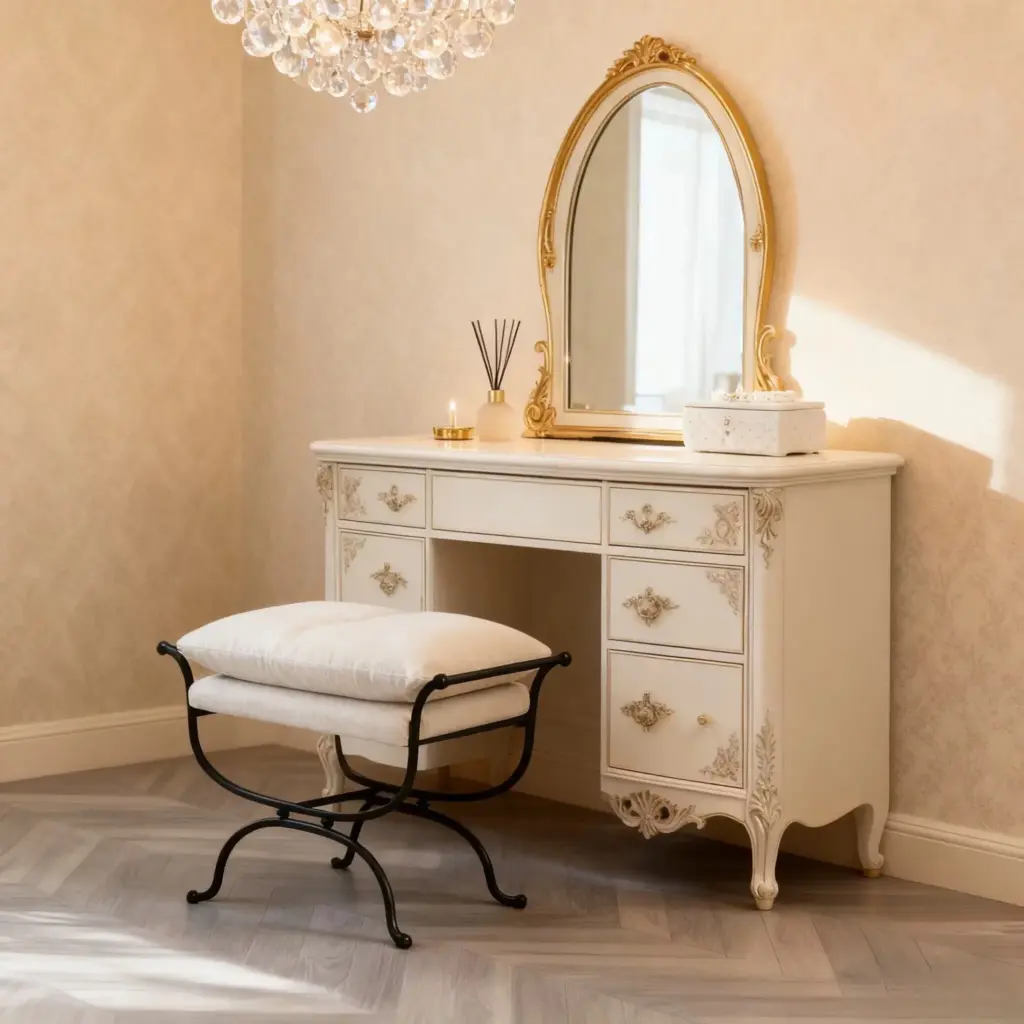 French dressing stool Footrest Ottoman furniture bedroom designer dressing stool retro iron shoe changing stool tea stool edge s