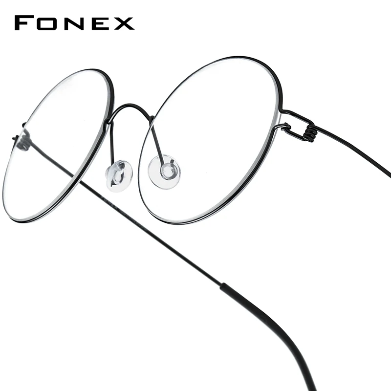 FONEX Screwless Eyeglasses Frame Men Women Round Morten Denmark Korean Glasses Frame Titanium Alloy Eyewear 98607