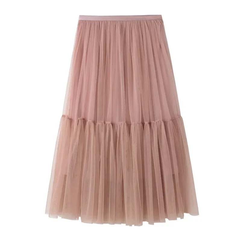 Sheer Mesh Skirt A-Line Solid Ladies Clothes Spring Summer Casual Streetwear Korean Style Fashion Loose Cozy Chic Ins Ulzzang