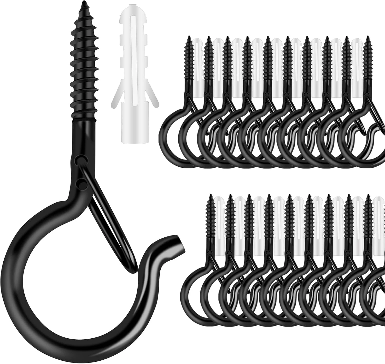 Hanger Hooks with Safety Buckle,Windproof Screw Hooks for Hanging Outdoor String Lights,Ceiling Hooks Plants,Christmas Lights