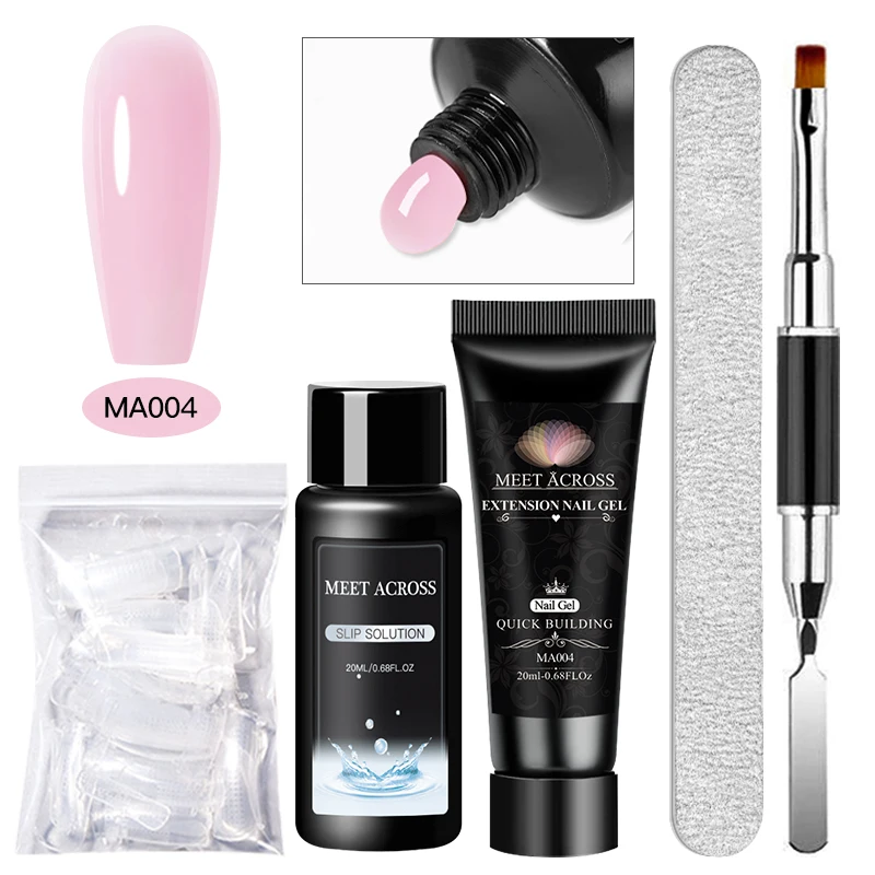 5pc Poly Extension Nail Gel Set Clear White Nude Pink Nail Art Building Varnish for Lenthening Nails Design UV/LED Lamp Needed