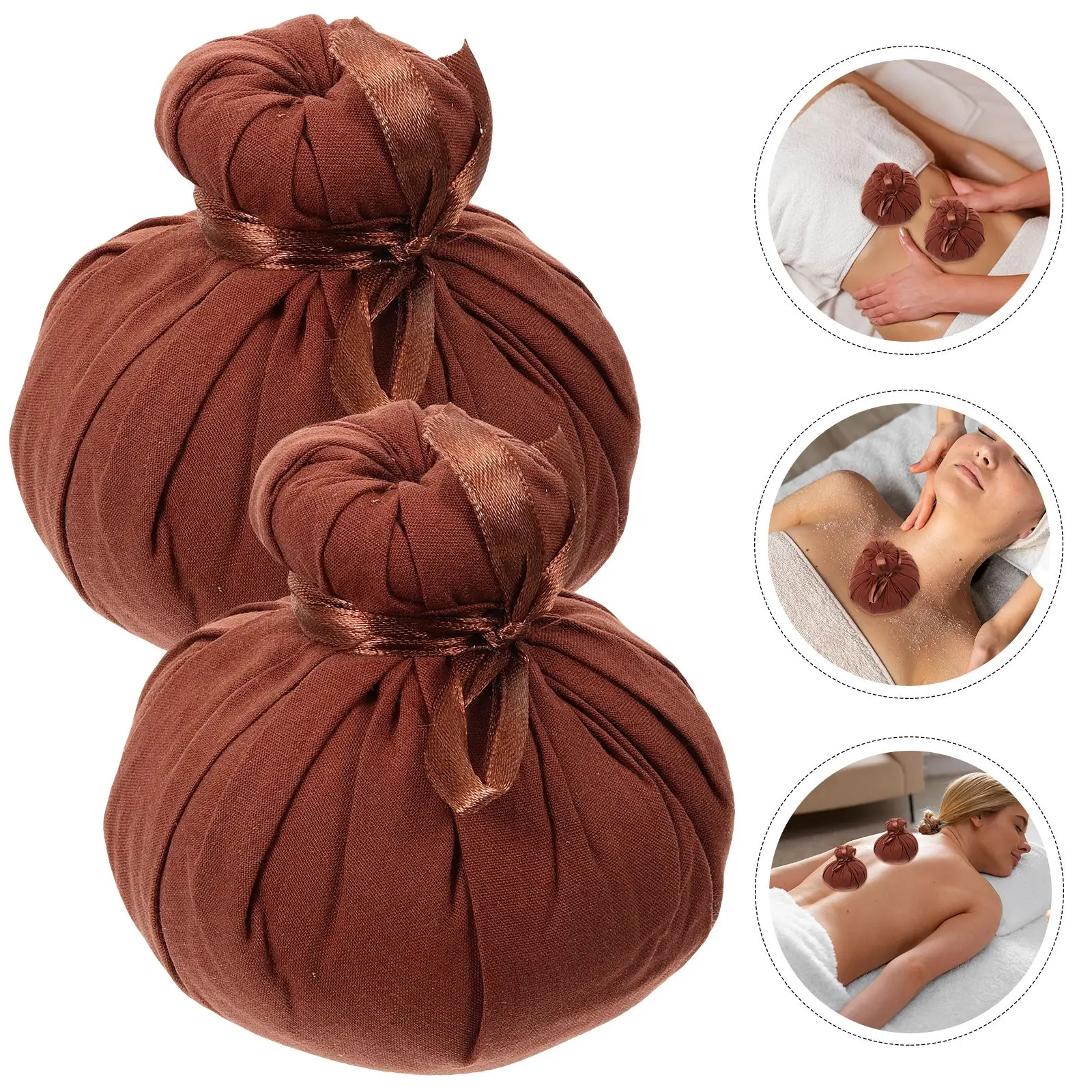 2Pcs Heat Warming Pouches Thai Massage Balls Bath Compress Balls Chinese Herbal Bags Spa Massage Pouches Herbal Massage Balls