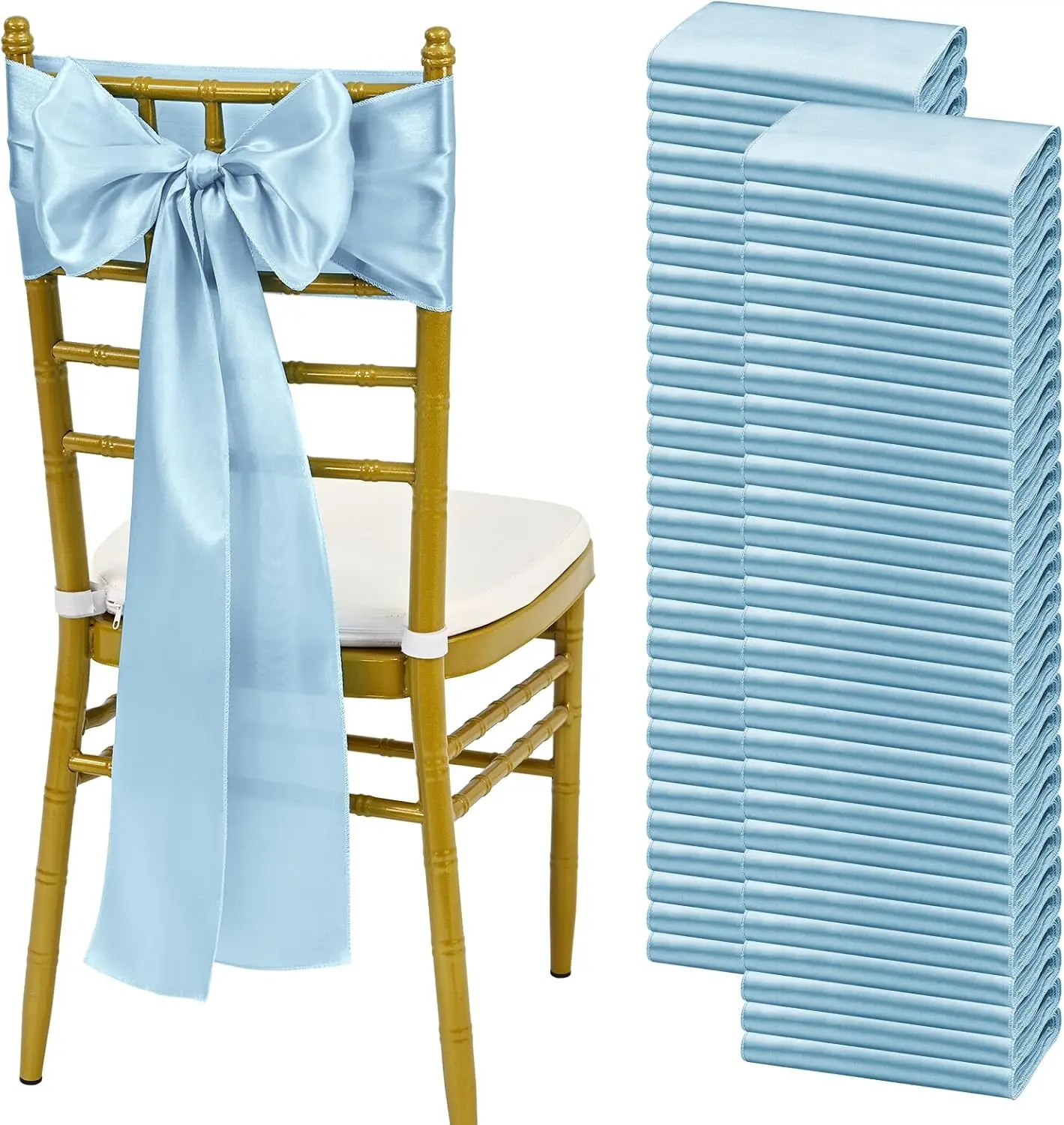 10/50PCS Satin Chair Sashes Bows Universal Chair Ribbon Ties Back Sash for Wedding Party Events Banquets Chair Cover Decoration