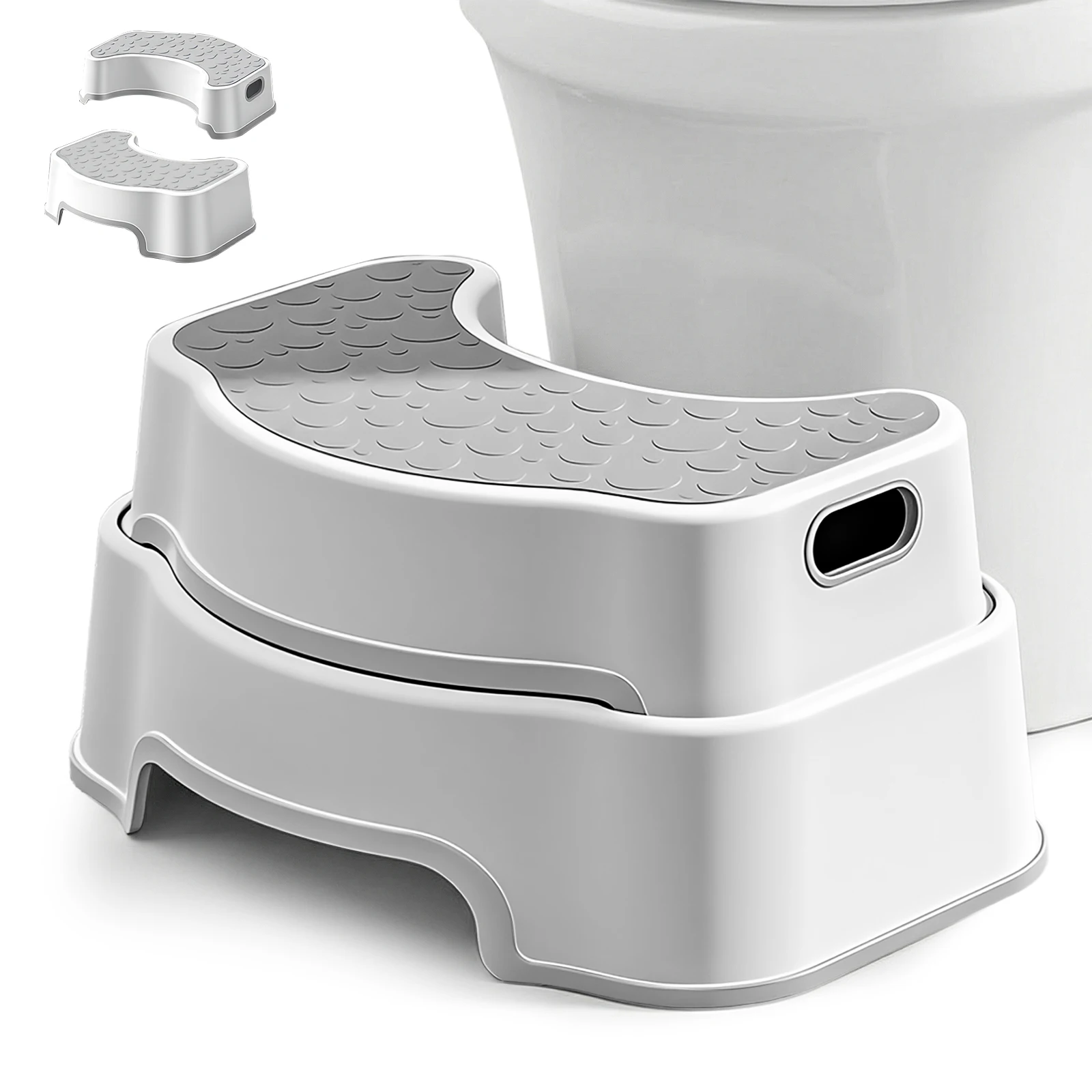 Anti-Slip Toilet Stool – Adjustable Squat Stool for Adults & Toddler Step Stool for Kids, Bathroom Essential for Boys & Girls