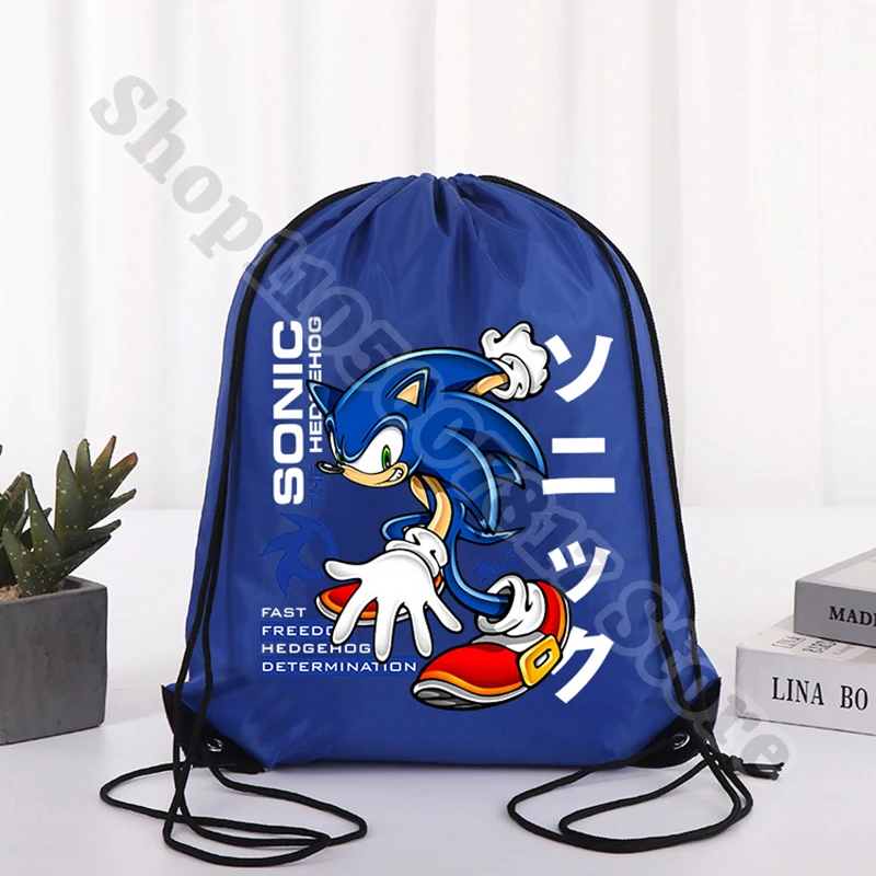 Children Cartoon Cute Backpack Anime Soniced Drawstring Bag Kids Casual Gym Bags Boy Girl Fashion Storage Pouch Birthday Gifts