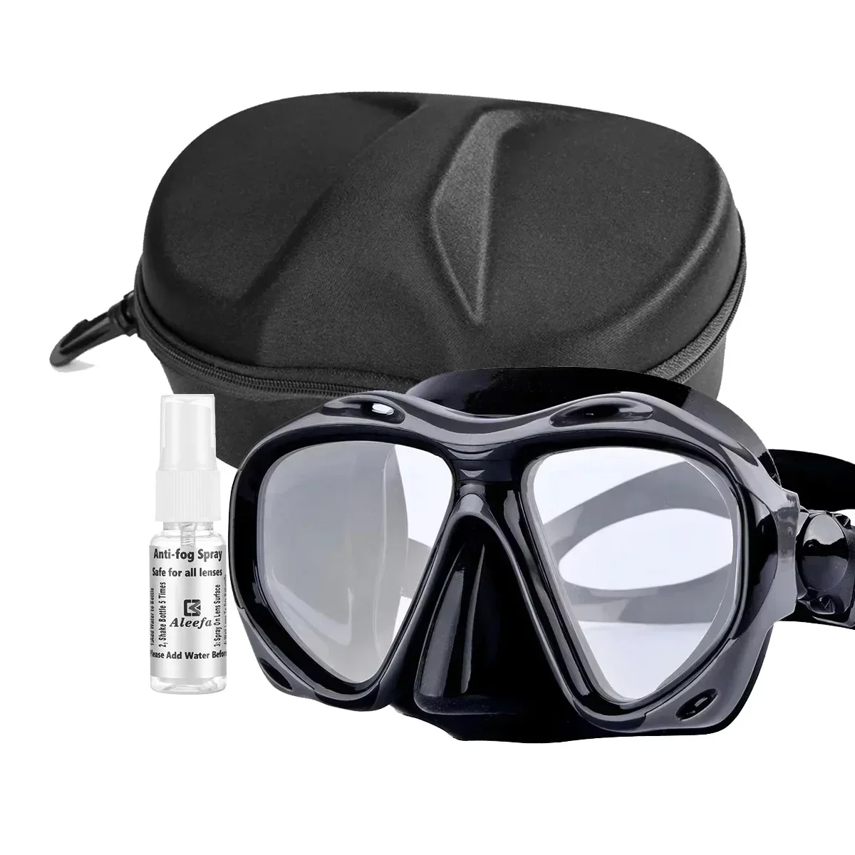 +2.0 to +5.0 Hyperopia Diving Mask Farsighted with Tempered Glass Lenses, Gear for Men Women, Antifog Spray