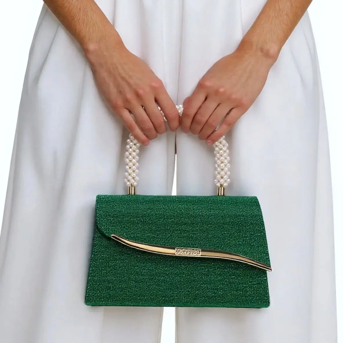 Bucket Design New Arrival Metal Pearl Glitter Women Evening Bags Sequins Lady Party Handbags Handle Mixed Color Wedding Banquet