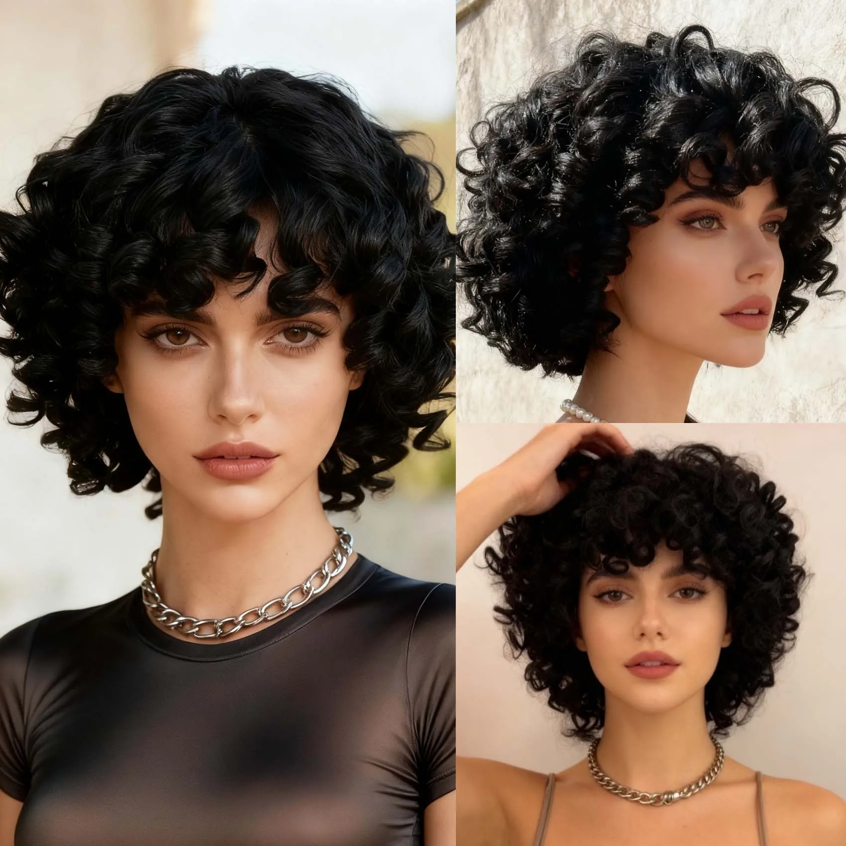 Short curly Women's Wig African Wig African Style Wig Heat-Resistant Synthetic Wig Suitable for Daily Wear and Parties