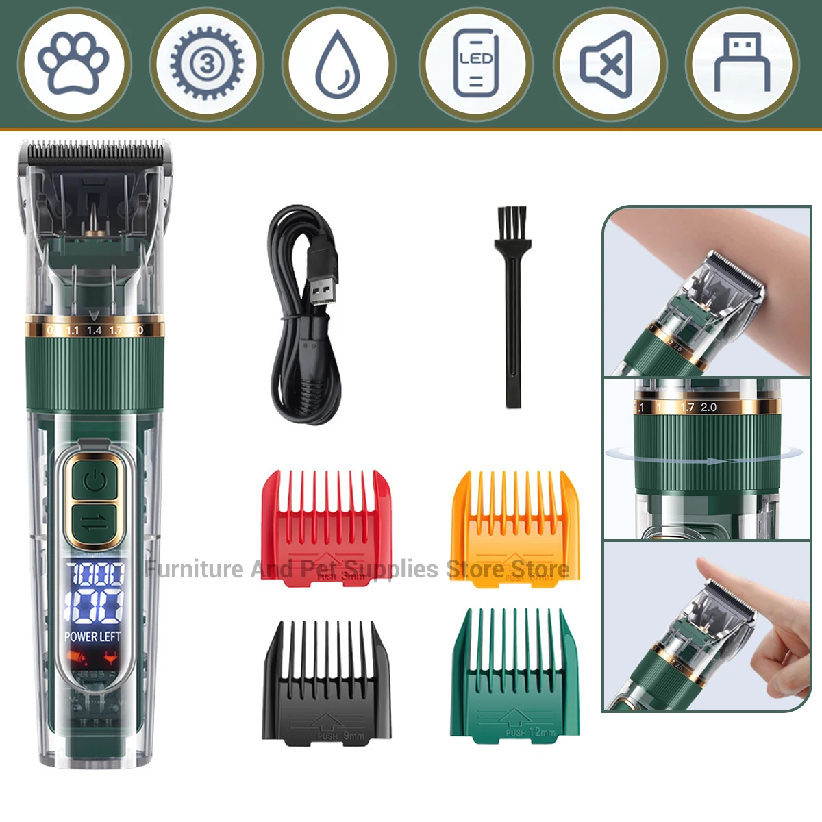 Cat Dog Hair Clipper Electrical Professional Hair Clipper for Pets Silent Hair Cutter USB Rechargeable Pet Grooming Clipper Set