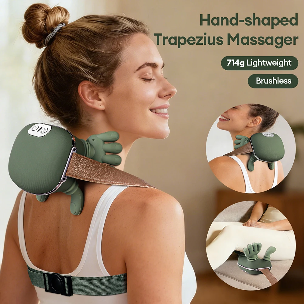 4D Bionic Finger Neck Shoulder Massager Wireless Neck Cervical Trapezius Kneading Massage Shawl Brushless Motor Neck masajeador