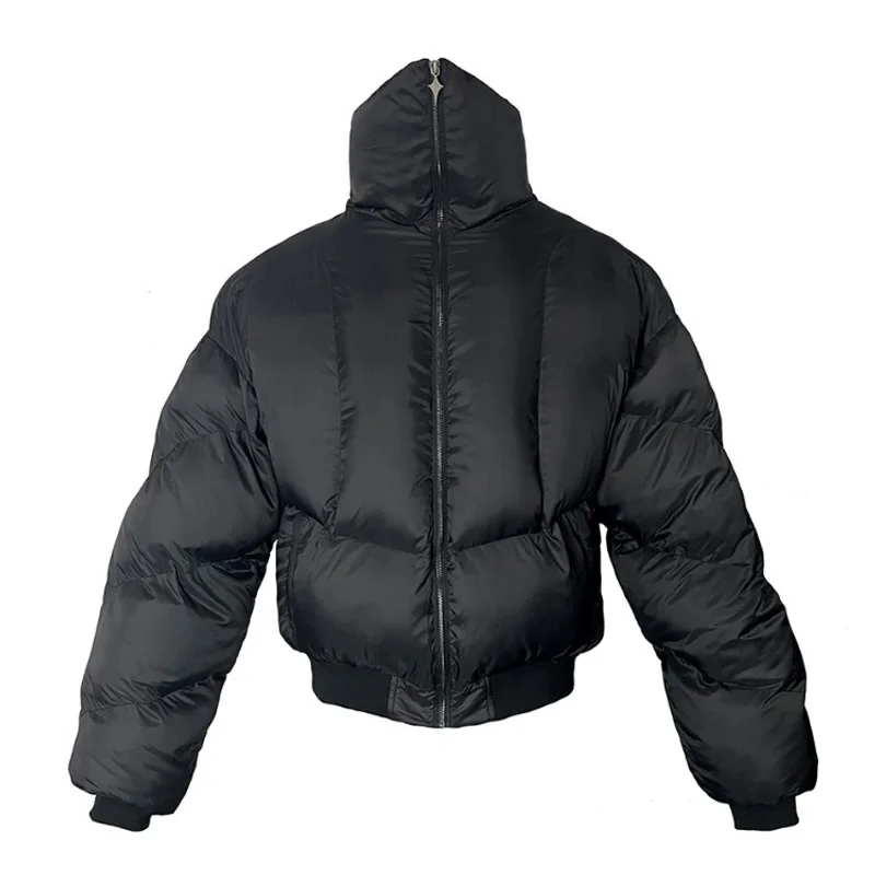 Men's Fashion Winter Warm Puffer Parkas Turtleneck Cotton Padded Thick Thermal Overcoat Windproof Oversized Hip Hop Puffy Jacket