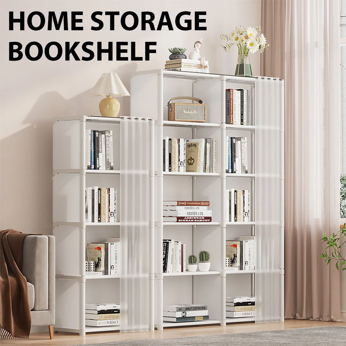 6/5 Layers Dustproof Wardrobe High Capacity Bedroom Open Storage Cabinet Simple Assembly Partition Bookshelf Closet Organizer