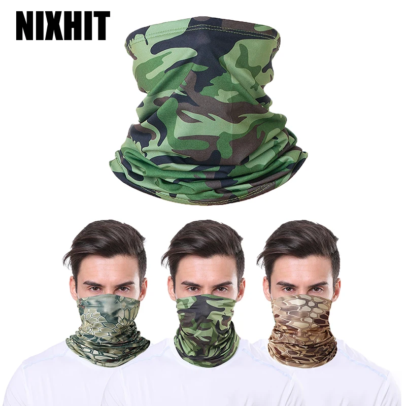 NIXHIT Men Women Camouflage Bandana Ice Silk Half Face Neck Gaiter Cover Scarf Cycling Hunting Fishing Dustproof Balaclava X004