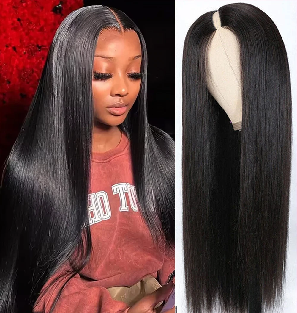 16-32 Inches Straight V Part Wig Human Hair No Leave Out Upgrade U Part Wigs Straight 220% Density Human Hair Wigs For Women