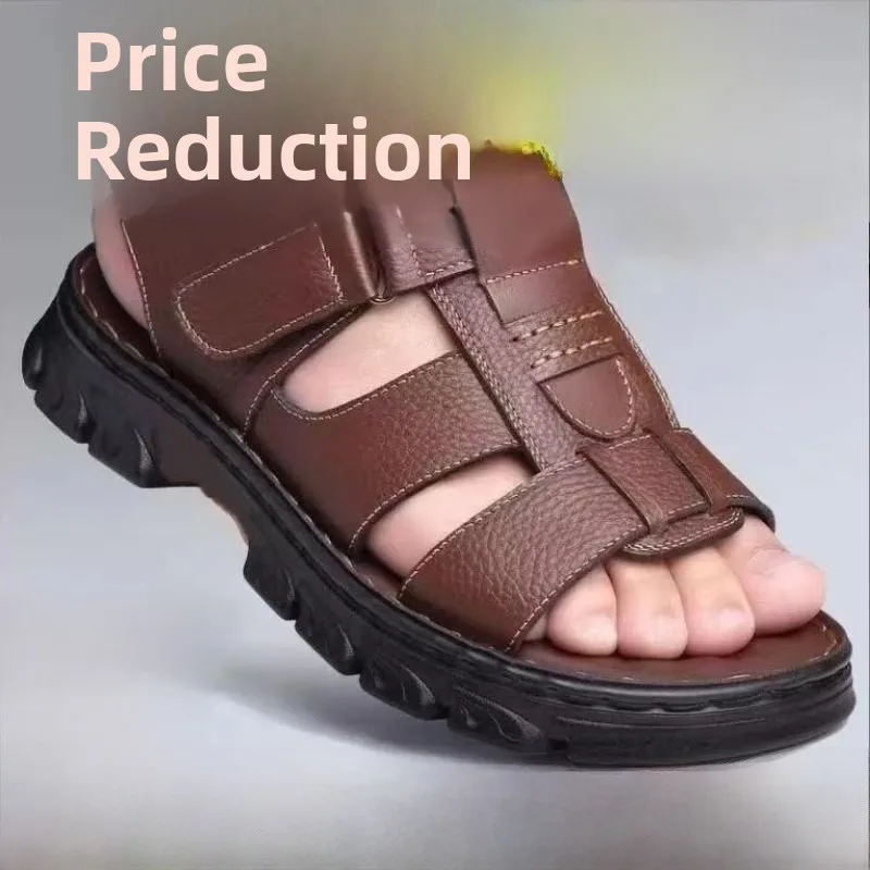 Men's Summer Sandals Slippers Thick Bottom Anti-slip Waterproof Casual Shoes Breathable Driving Outdoor Wear PVC Material