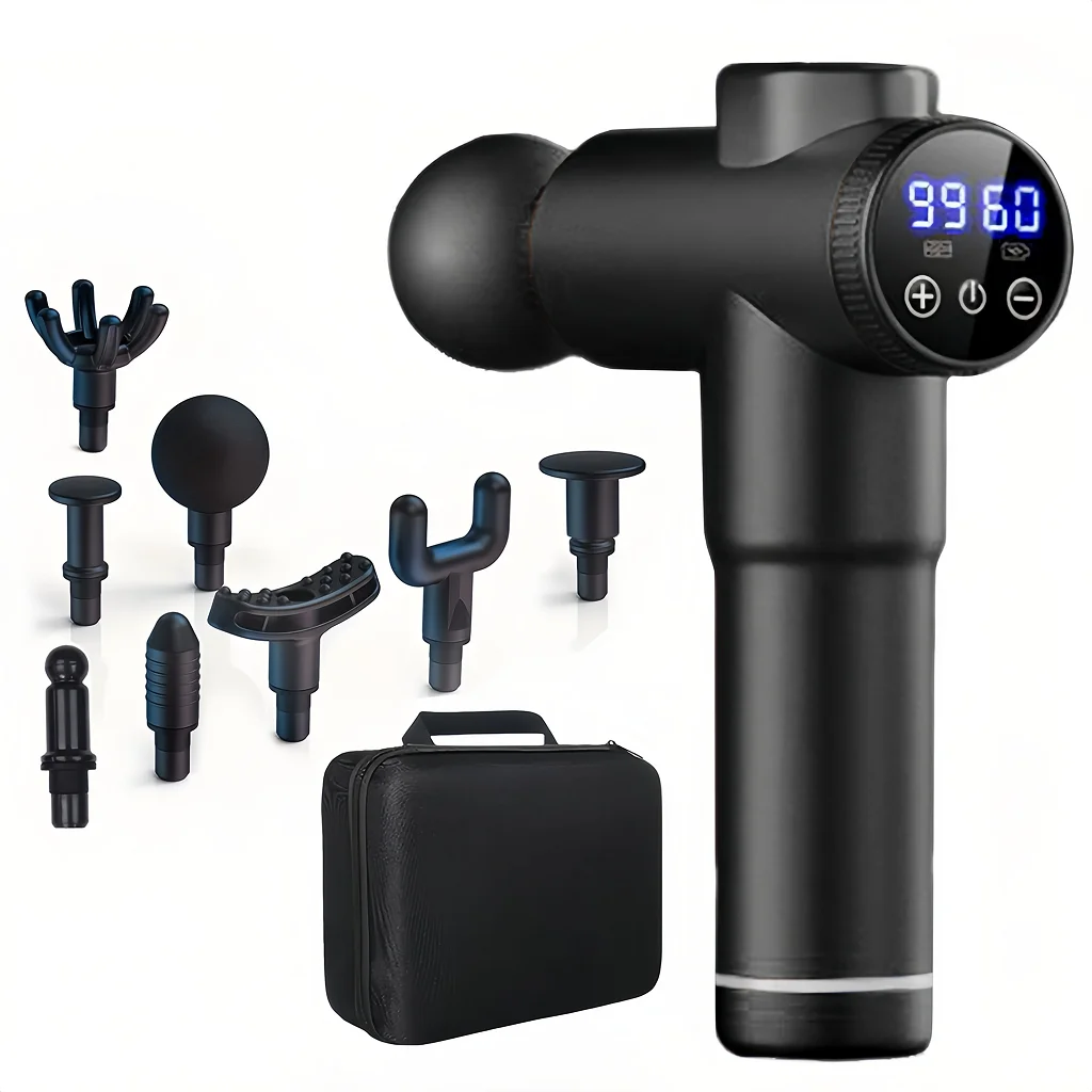 8 Attachment Multi Speed Massage Gun Professional Deep Tissue Muscle Massager for Body Relaxation