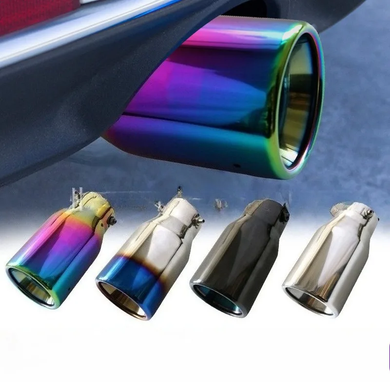 Universal Fit for Most Vehicles Stainless Steel Chrome Exhaust Muffler Tip -Car Auto Rear Tail Pipe Trim Exhaust Throat