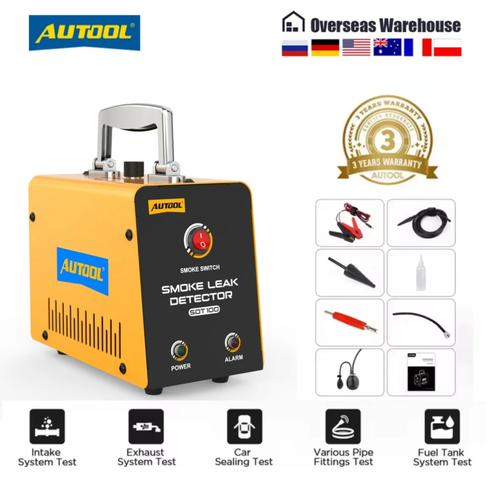 AUTOOL SDT100 Automotive Smoke Machine EVAP Smoke Leak Detector for Car Motorcycle Vacuum Tester Oil Fuel Pipe Leakage Locator
