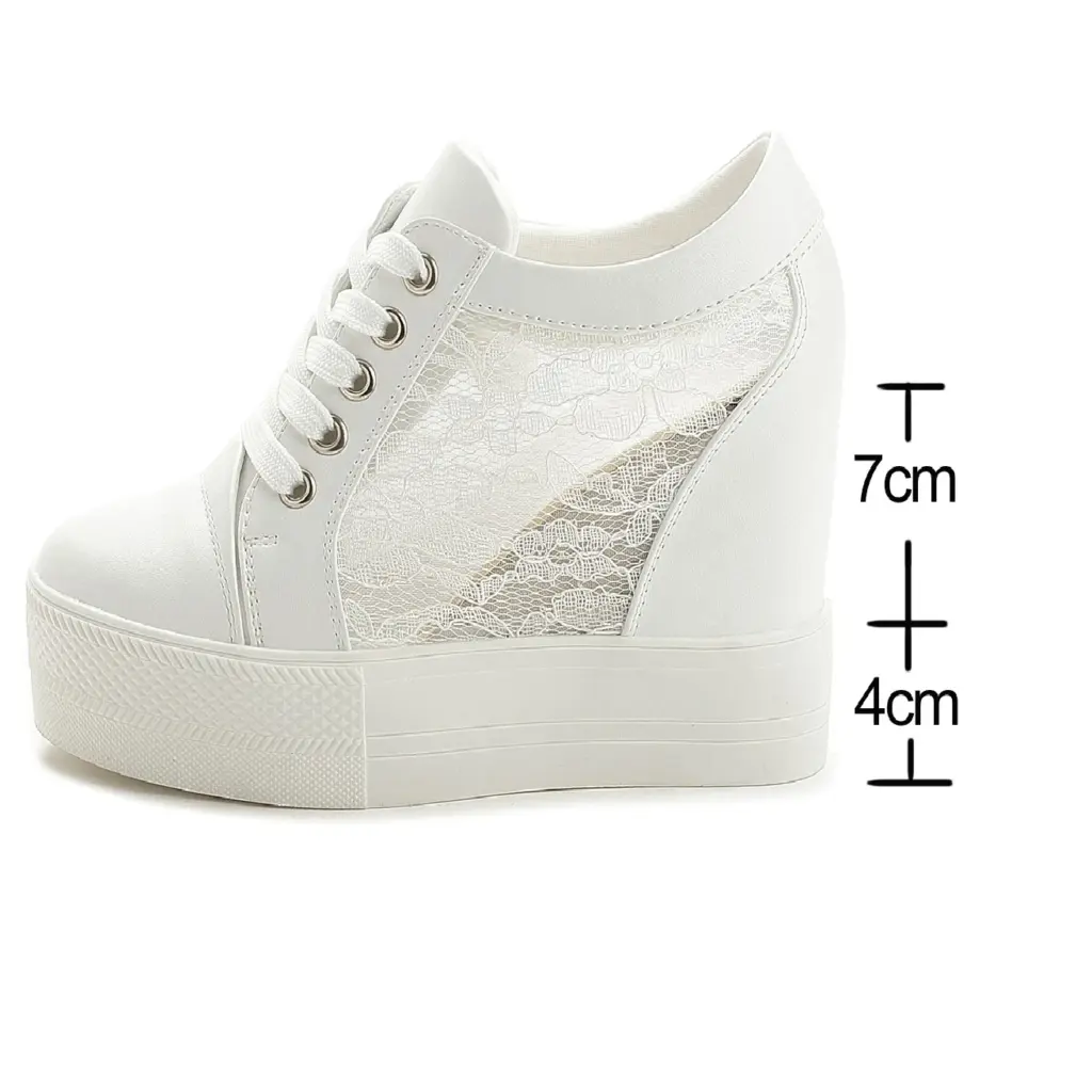 New Summer Autumn Women Elevator Shoes Height Increasing Wedge Platform Sneakers Casual Hidden Heels Heightened shoes YYJ150