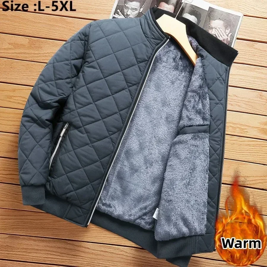 2026 Men's Thick Warm Bomber Jacket Coats Autumn Winter Fleece Lined Casual Jacket for Men Slim Fit Winter Clothing Parkas 5XL