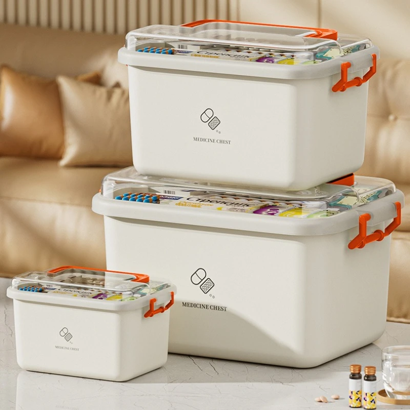 Large Capacity Medicine Box Portable Home First Aid Medical Kit Family Emergency Medicine Box with Multi-layer Drug Storage Case
