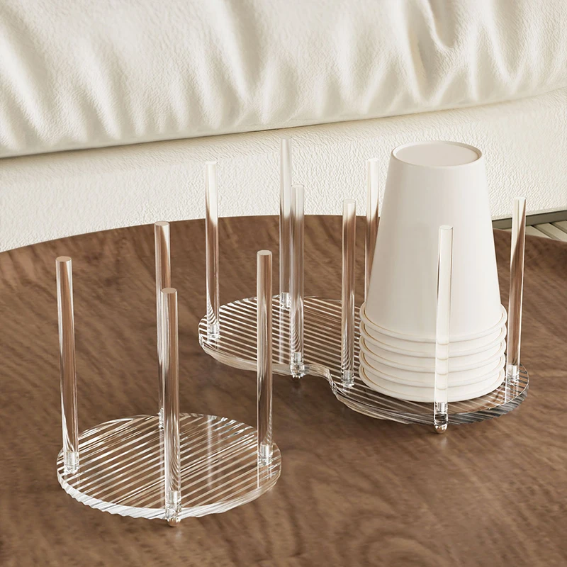 Acrylic Transparent Paper Cup Holder Disposable Water Tea Cups Dispenser Rack Coffee Cup Holder Kitchen Storage Organization