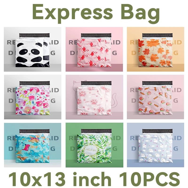 Color Express Bag Printing 10PCS 10x13'' Waterproof Packaging Printed Bag Wrapped Clothing Packaging Courier Mailer Envelopes
