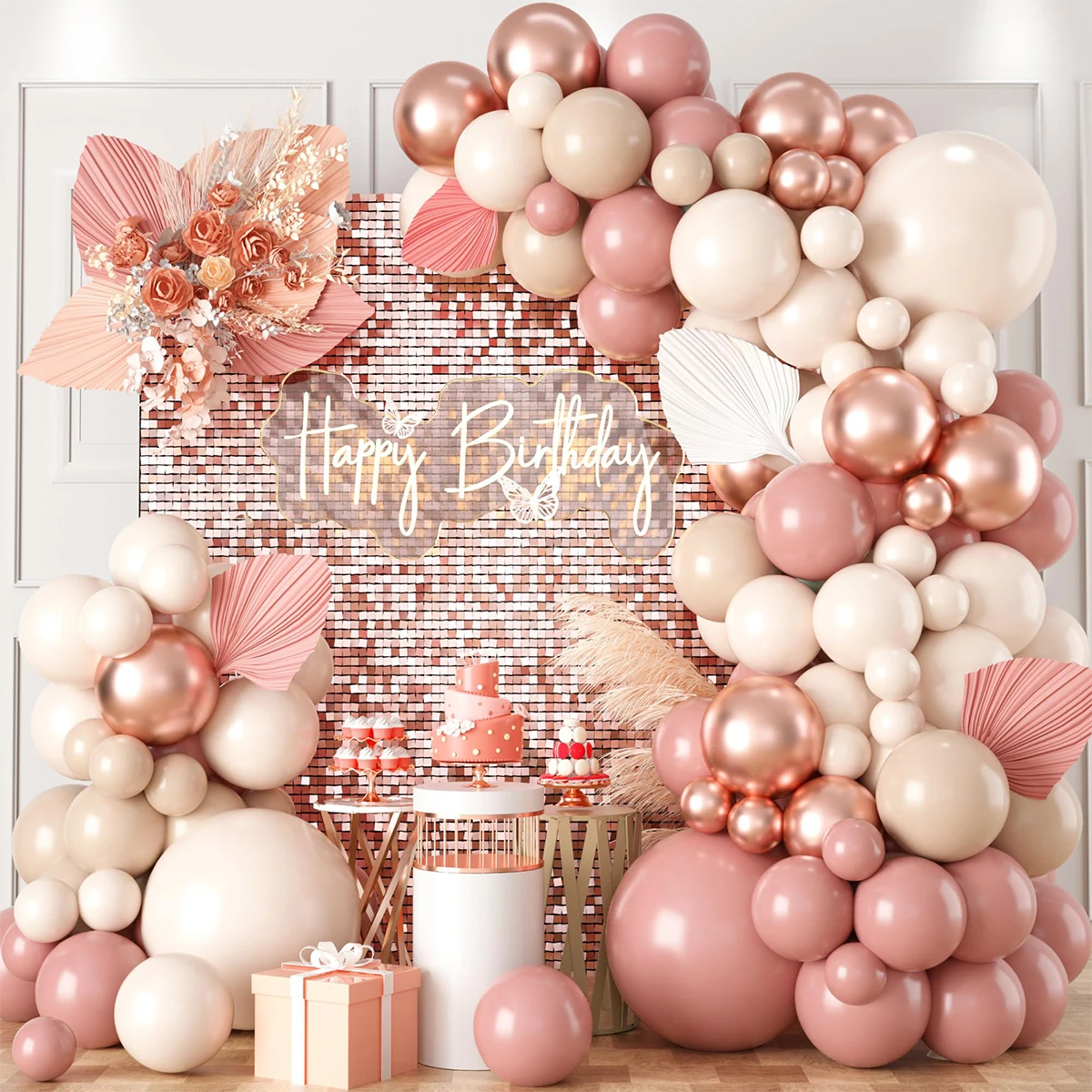 Blush Retro Pink Ivory White Balloons Garland Arch Kit for Birthday Party Wedding Baby Shower Decorations Party Supplies