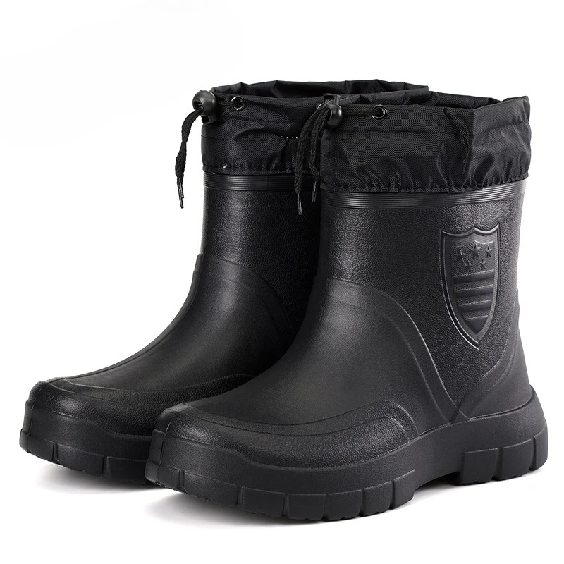 Men's Waterproof Winter Boots Outdoor Lightweight and Warm Rain Boots EVA Short Tube Comfortable Water Shoes Zapatos De Hombre
