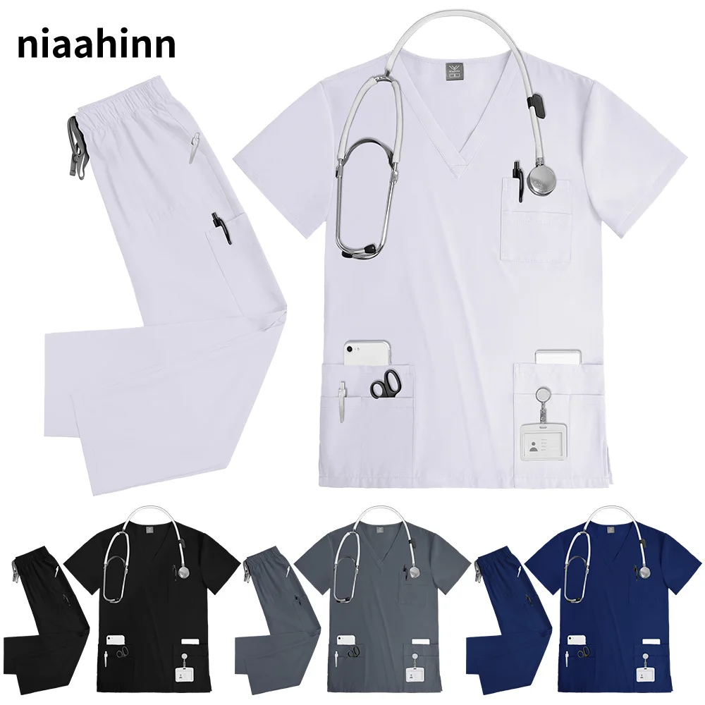 NiaaHinn Anesthetist Nursing Uniform Suit Unisex Spa Beauty Work Clothes Women Scrub Set Pet Clinic Medical Doctor Work Clothing