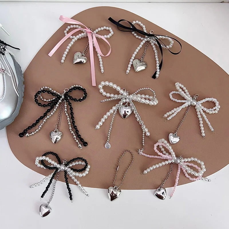 1Pcs Lace Decorative Pendant Love Shoe Chain Buckle Pearl Bow Shoelaces Charms Sneakers Shoe Charm Accessories