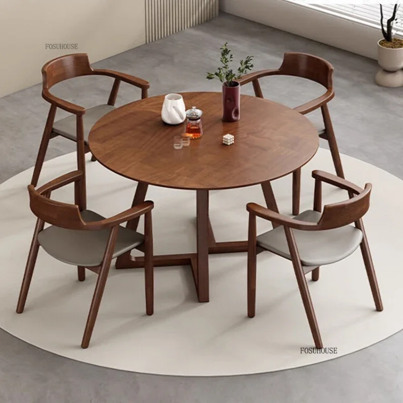 Nordic Solid Wood Dining Tables for Kitchen Apartment Round Table Dining Room Furniture Hotel Reception Negotiation Table v
