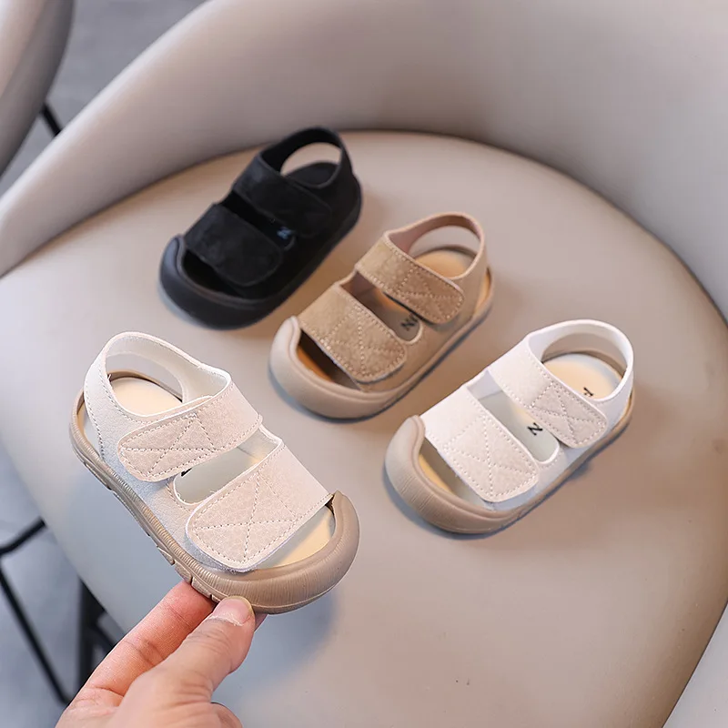 Anti-collision Baby Shoes Simple Baby Girl Baotou Sandals Walking Shoes Baby Soft Soles Comfortable Boys Beach Shoes 3 Years Old