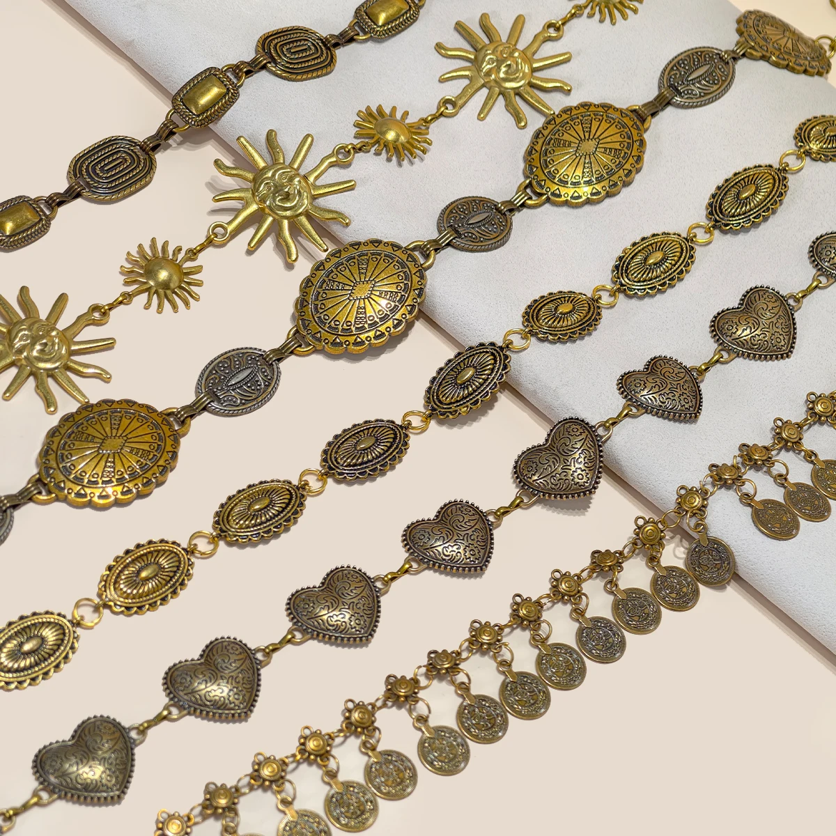 Retro style women's metal waist chain Punk accessories Decorative circle carved chain belt high-Quality Dress Jeans Waistband