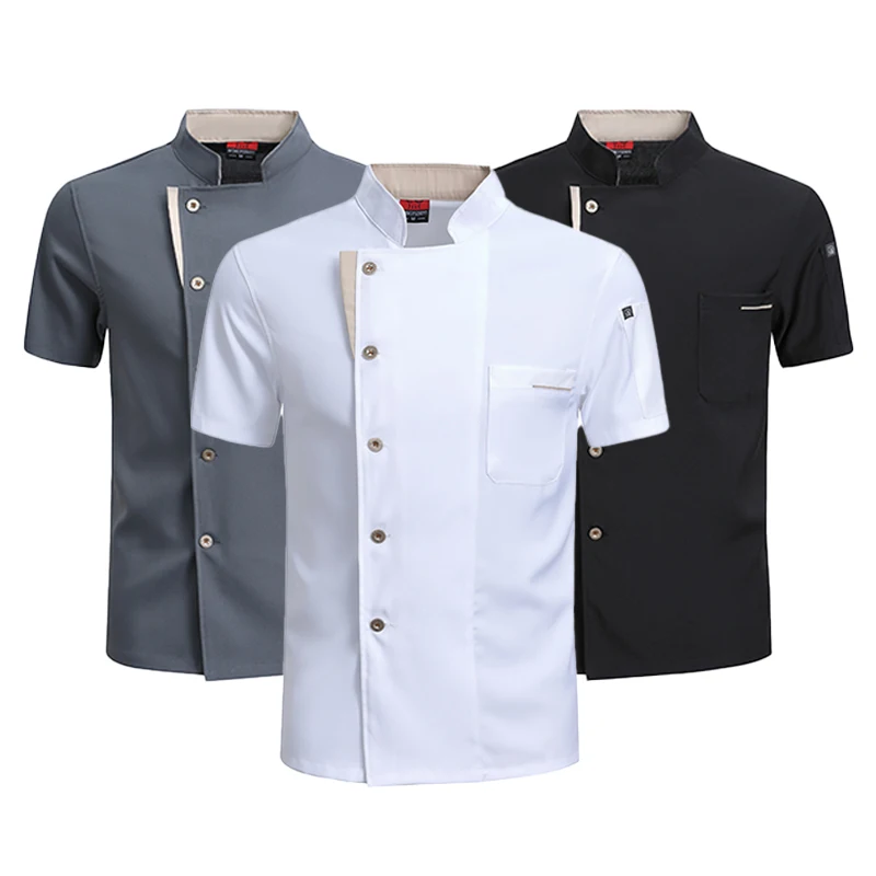 Summer Cook Jacket Restaurant Kitchen Chef Work Uniform Waiter White Shirt Cooking Costume Barber Catering Bakery Overalls